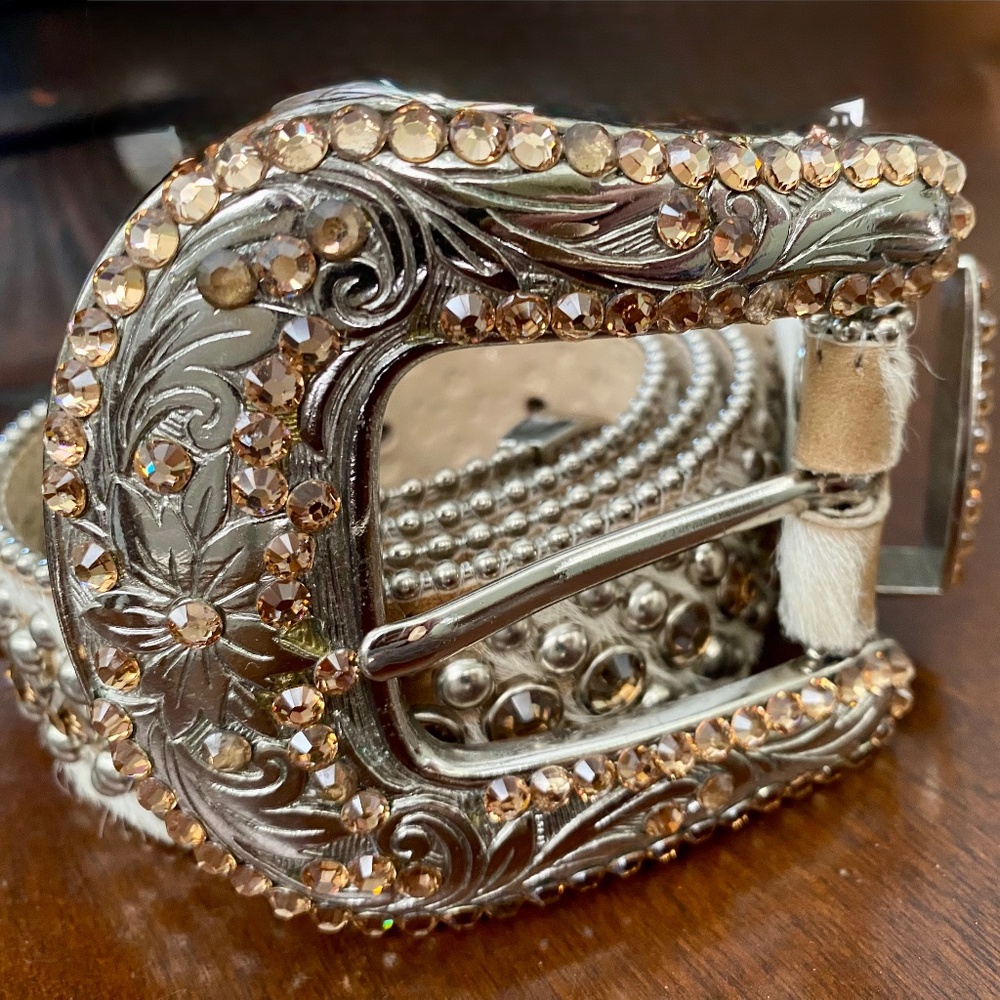 BB SIMON $595 Vintage Crystal Pony Hair Cowgirl Rocker Belt 38 - Picture 7 of 10